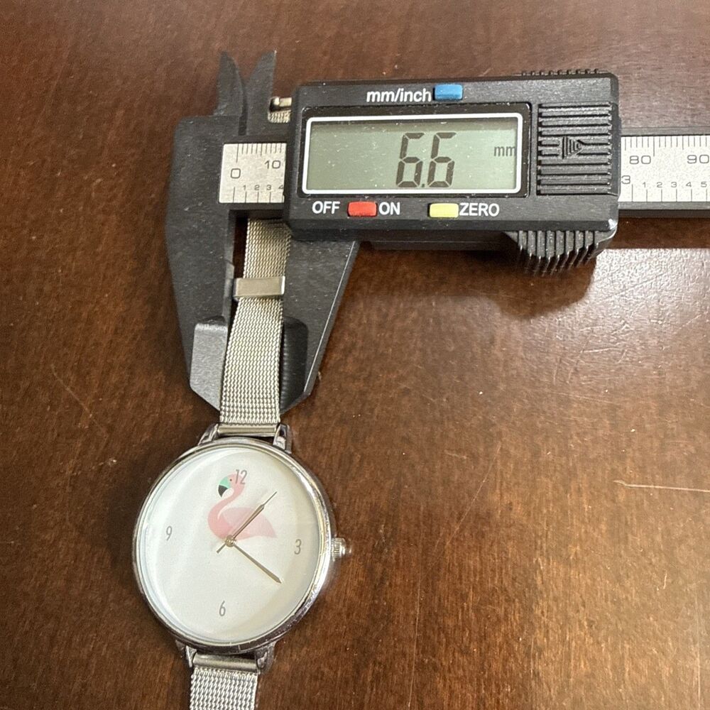 Flamingo Watch With Silver Mesh Band, New Battery Runs Great - Picture 4 of 5